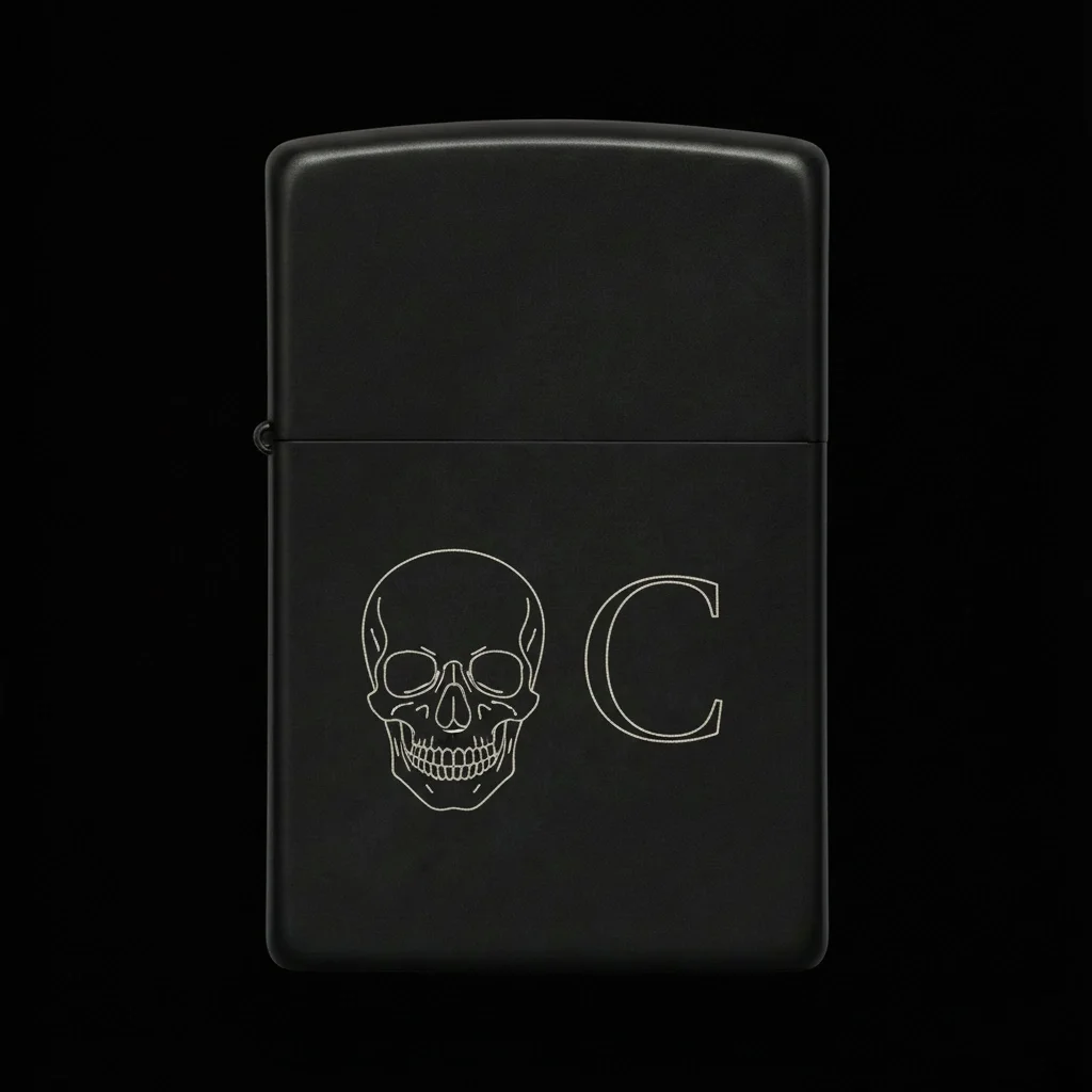 Zippo Kuru Kafa Figürlü C Harfli Tasarım - V3