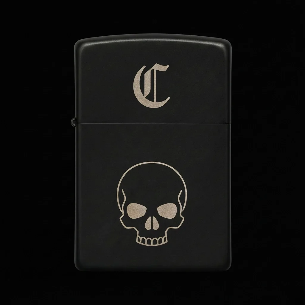 Zippo Kuru Kafa Figürlü C Harfli Tasarım - V30