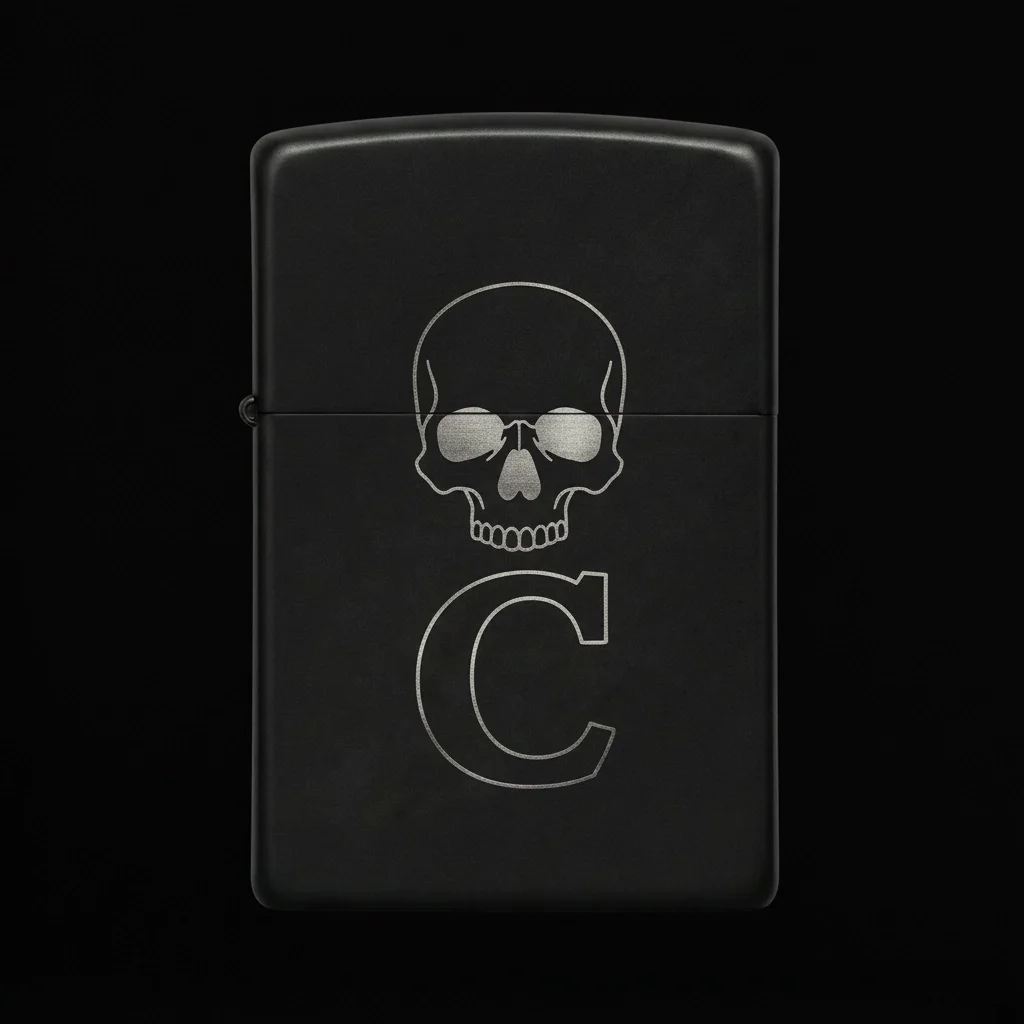 Zippo Kuru Kafa Figürlü C Harfli Tasarım - V31