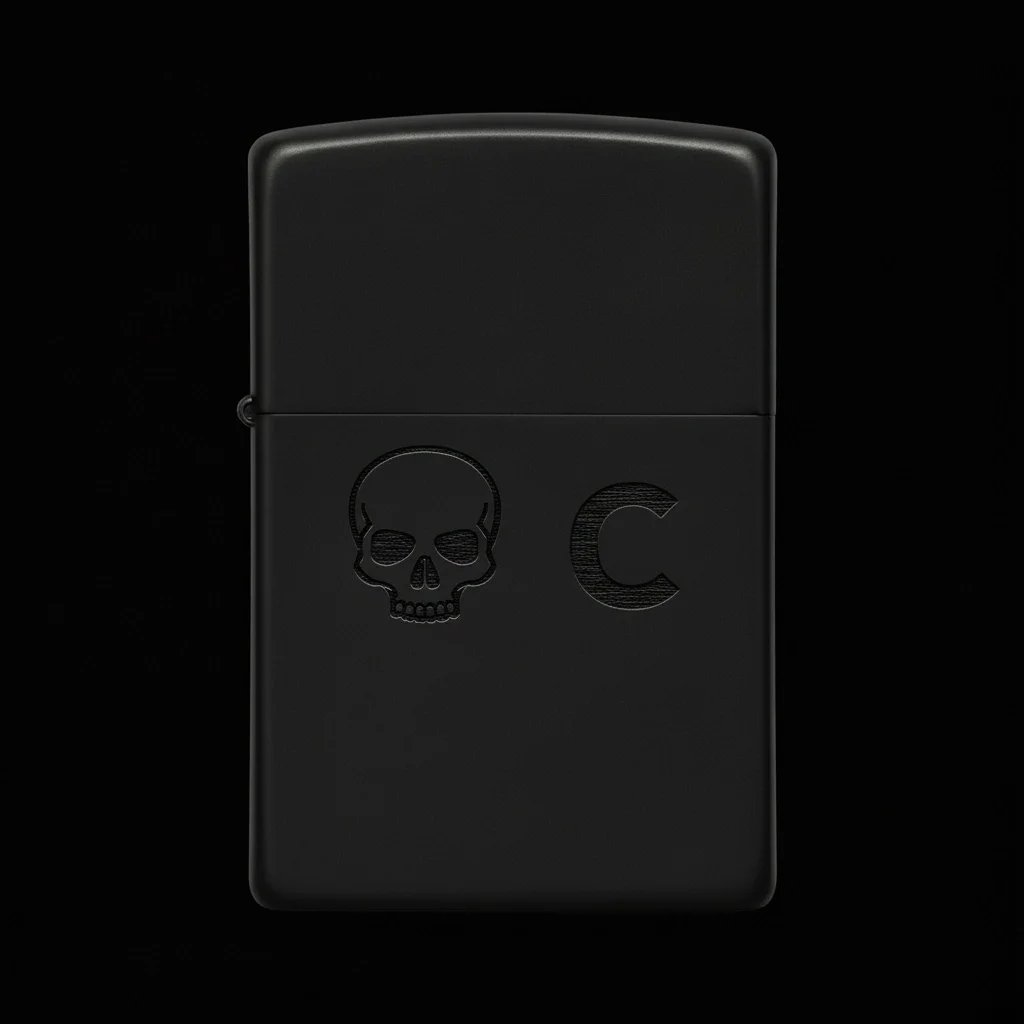 Zippo Kuru Kafa Figürlü C Harfli Tasarım - V32