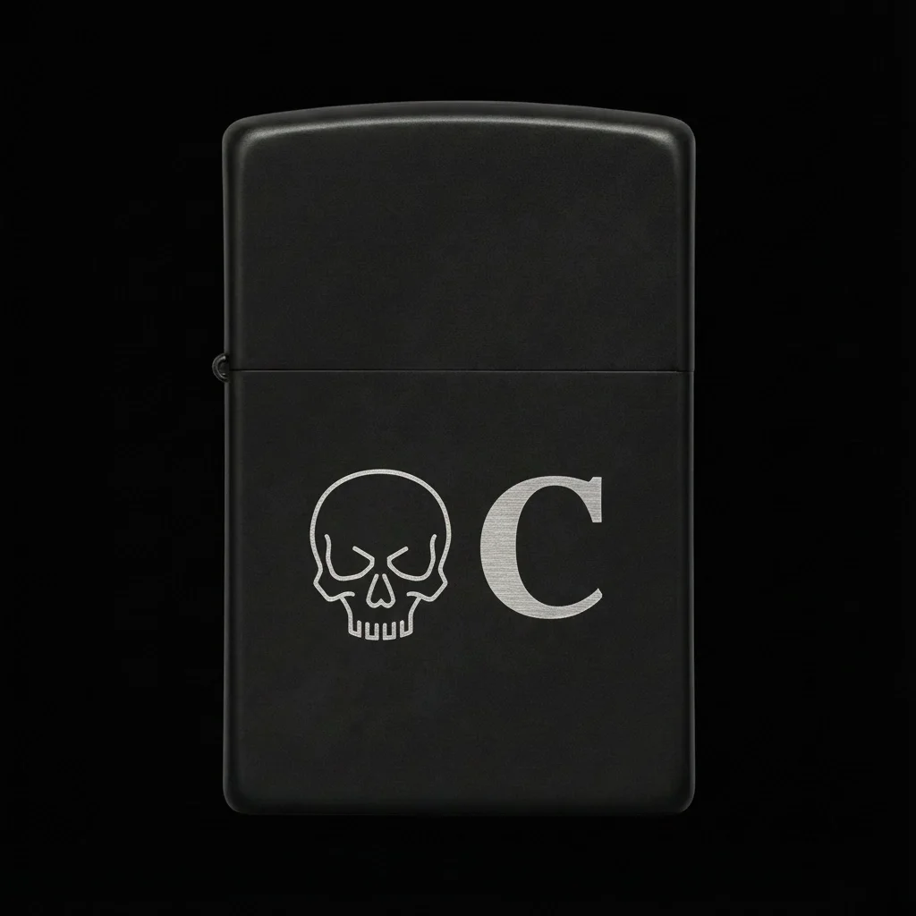 Zippo Kuru Kafa Figürlü C Harfli Tasarım - V34