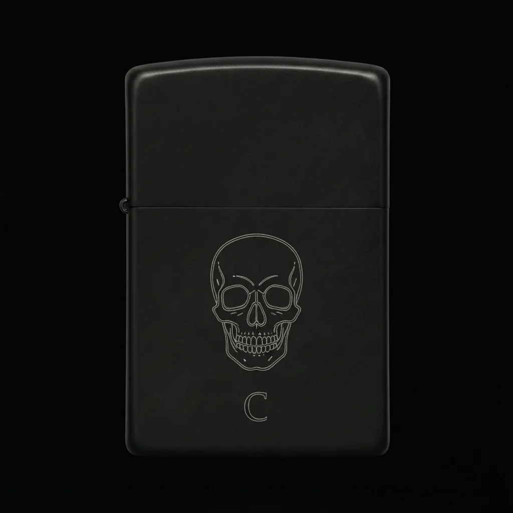 Zippo Kuru Kafa Figürlü C Harfli Tasarım - V37