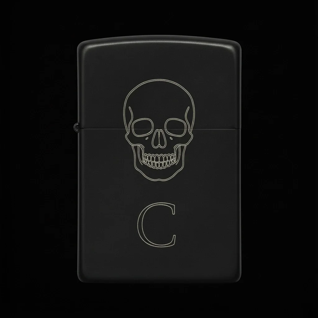 Zippo Kuru Kafa Figürlü C Harfli Tasarım - V39