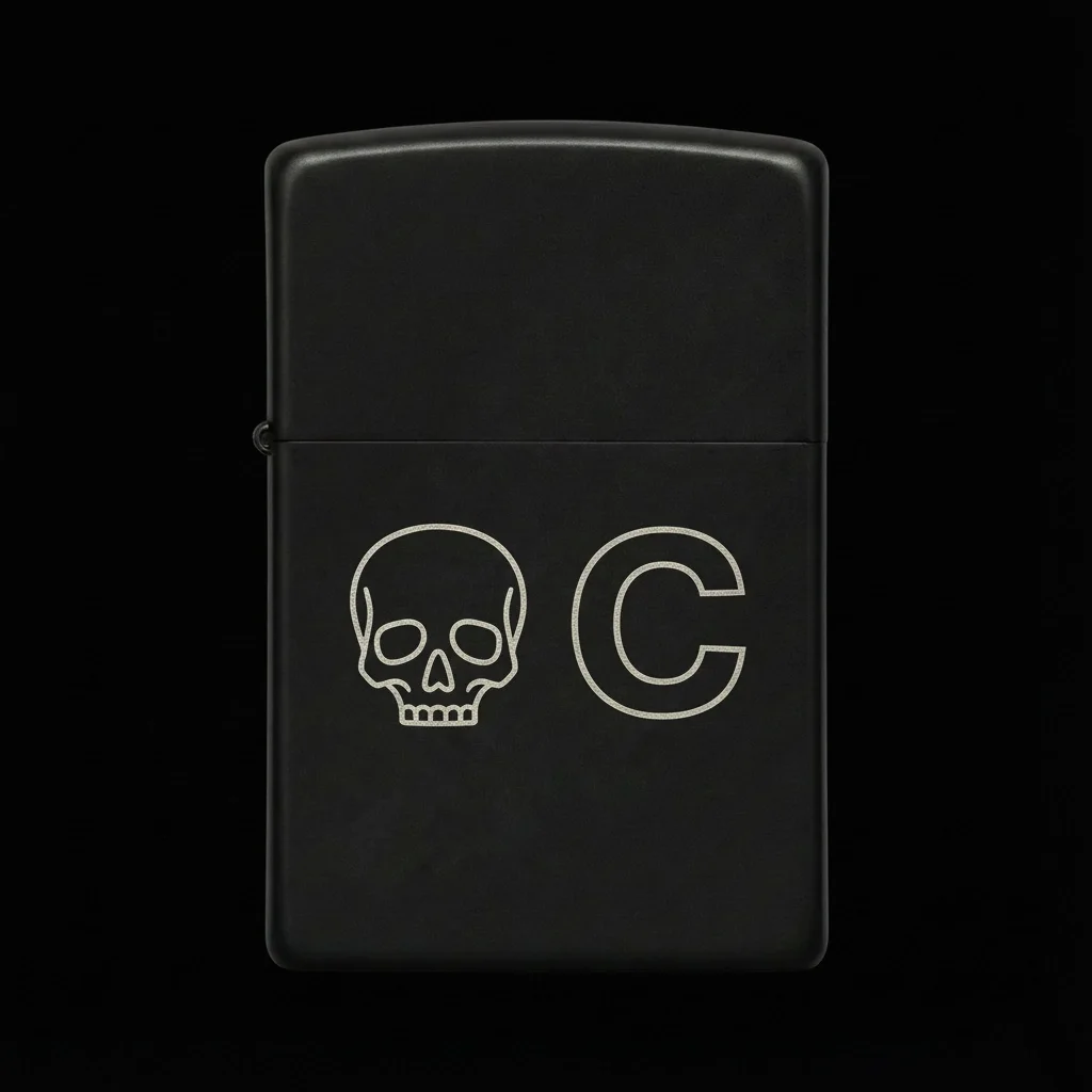 Zippo Kuru Kafa Figürlü C Harfli Tasarım - V4