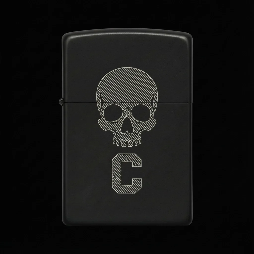 Zippo Kuru Kafa Figürlü C Harfli Tasarım - V41