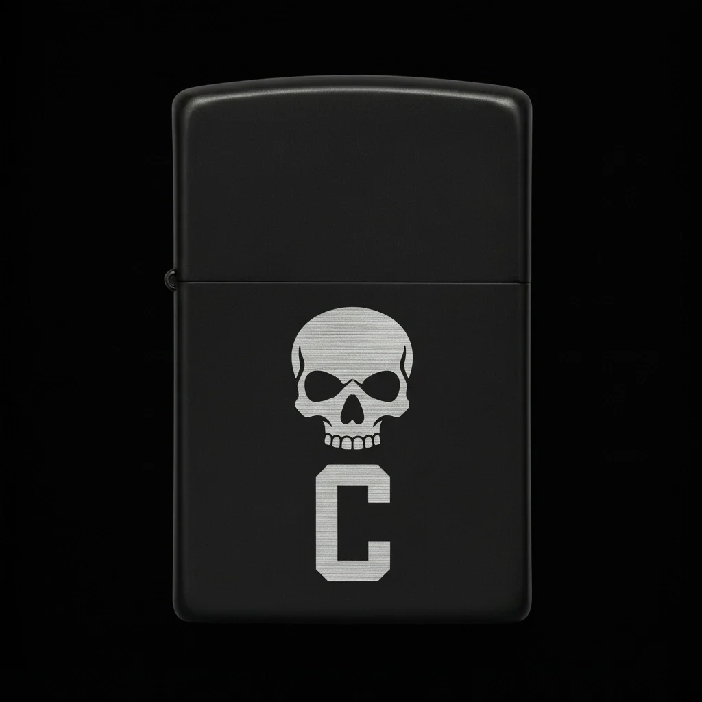 Zippo Kuru Kafa Figürlü C Harfli Tasarım - V42