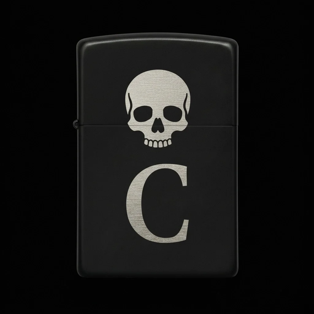 Zippo Kuru Kafa Figürlü C Harfli Tasarım - V44