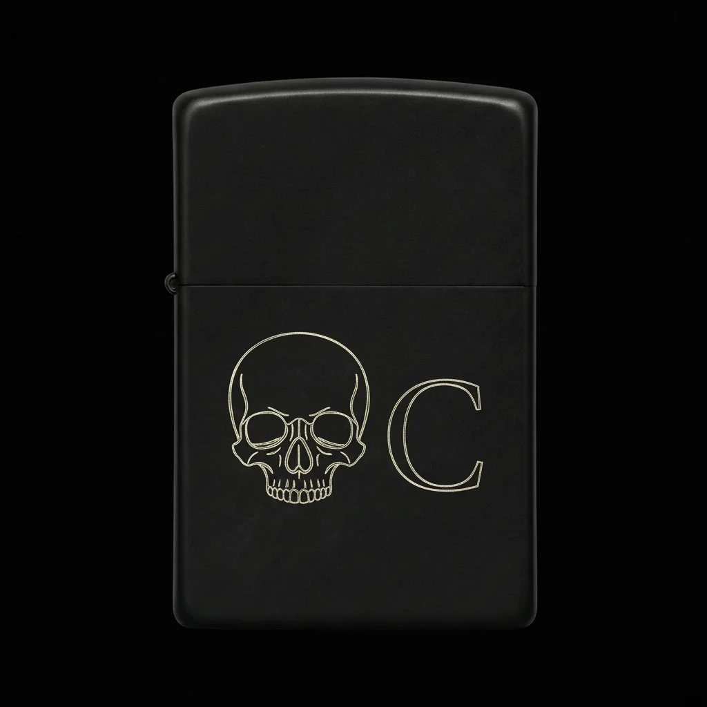 Zippo Kuru Kafa Figürlü C Harfli Tasarım - V47