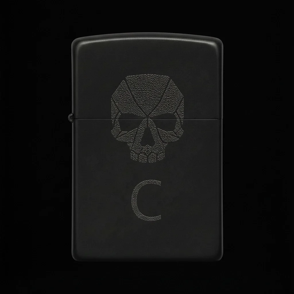 Zippo Kuru Kafa Figürlü C Harfli Tasarım - V48