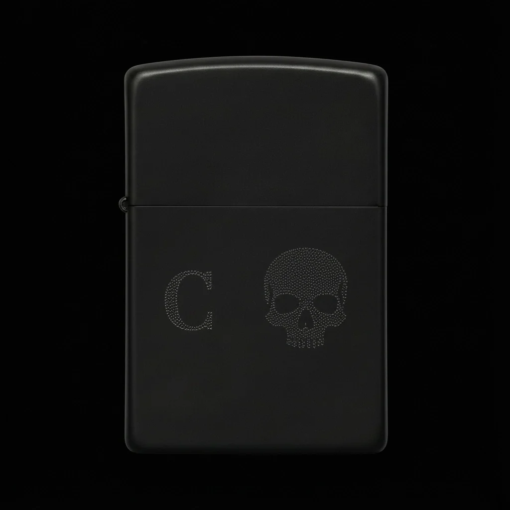 Zippo Kuru Kafa Figürlü C Harfli Tasarım - V5