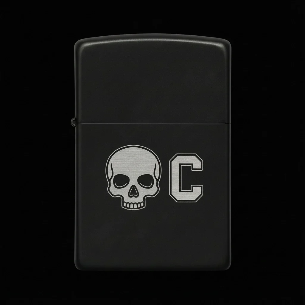 Zippo Kuru Kafa Figürlü C Harfli Tasarım - V50