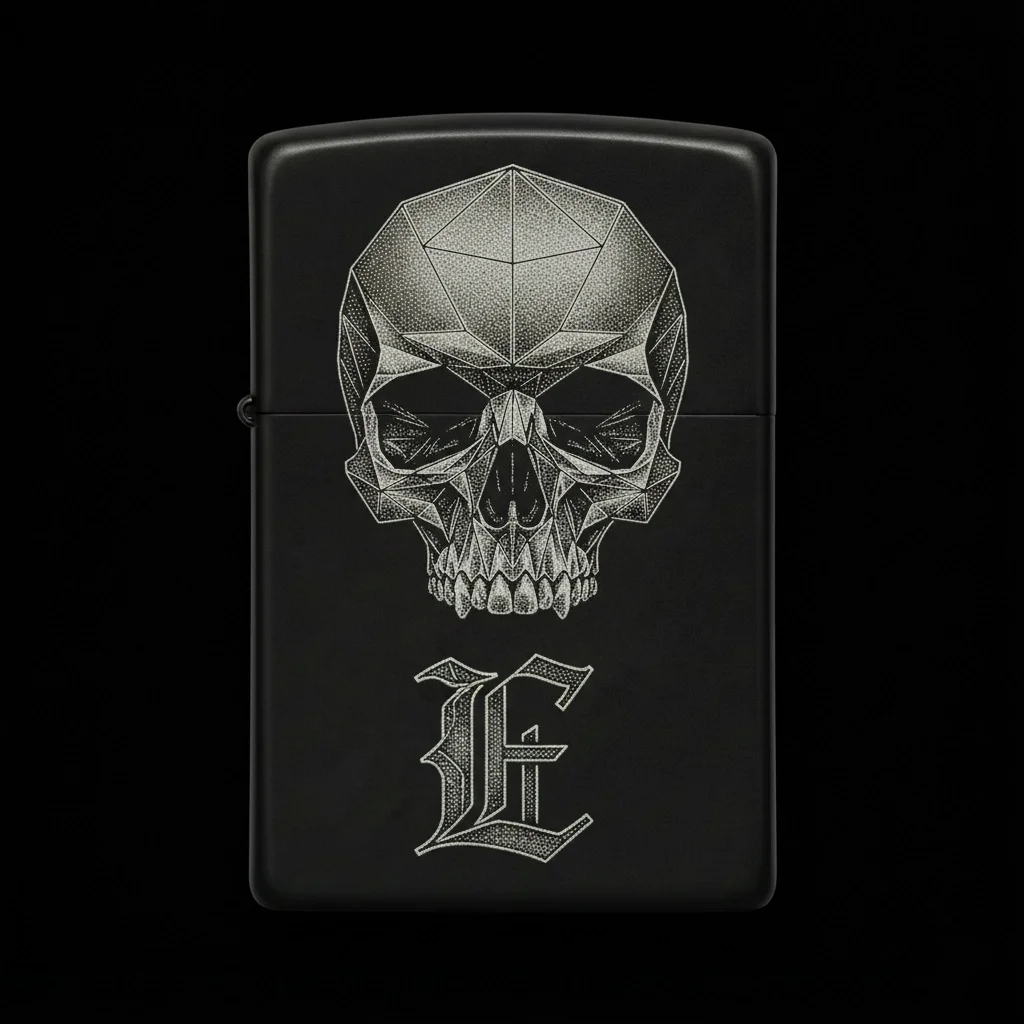 Zippo Kuru Kafa Figürlü E Harfli Tasarım - V100