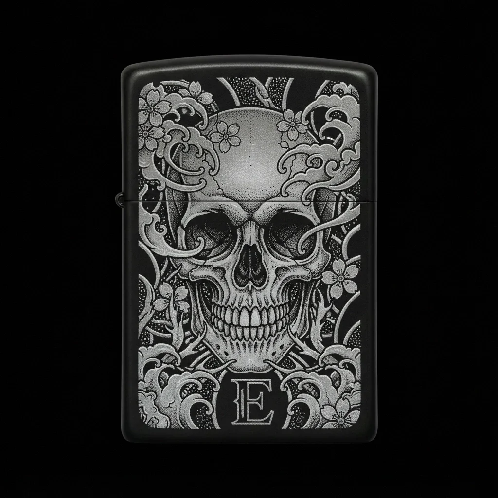 Zippo Kuru Kafa Figürlü E Harfli Tasarım - V104