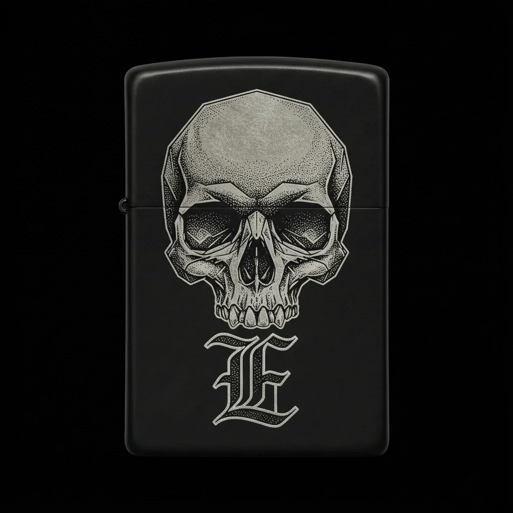 Zippo Kuru Kafa Figürlü E Harfli Tasarım - V105