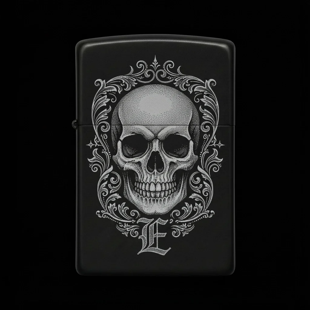 Zippo Kuru Kafa Figürlü E Harfli Tasarım - V106