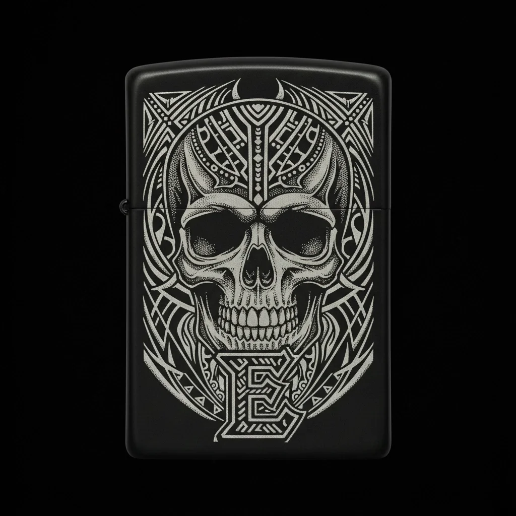 Zippo Kuru Kafa Figürlü E Harfli Tasarım - V108