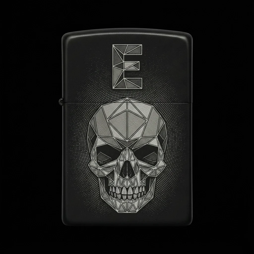 Zippo Kuru Kafa Figürlü E Harfli Tasarım - V109