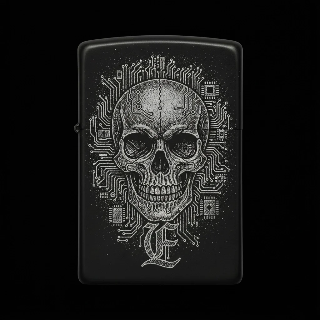 Zippo Kuru Kafa Figürlü E Harfli Tasarım - V110