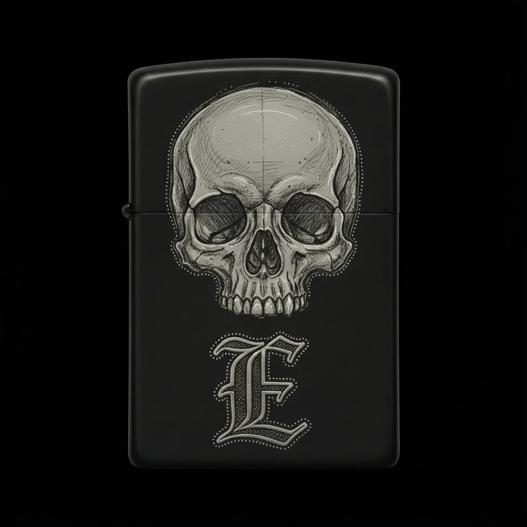 Zippo Kuru Kafa Figürlü E Harfli Tasarım - V111