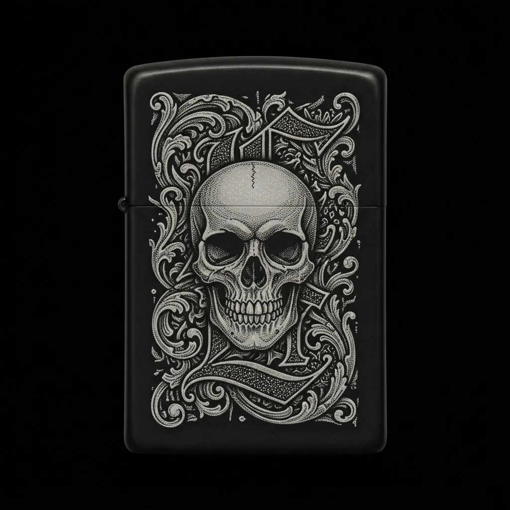 Zippo Kuru Kafa Figürlü E Harfli Tasarım - V113