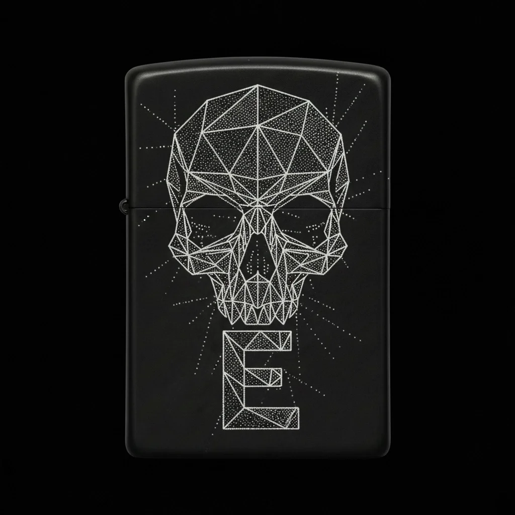 Zippo Kuru Kafa Figürlü E Harfli Tasarım - V114