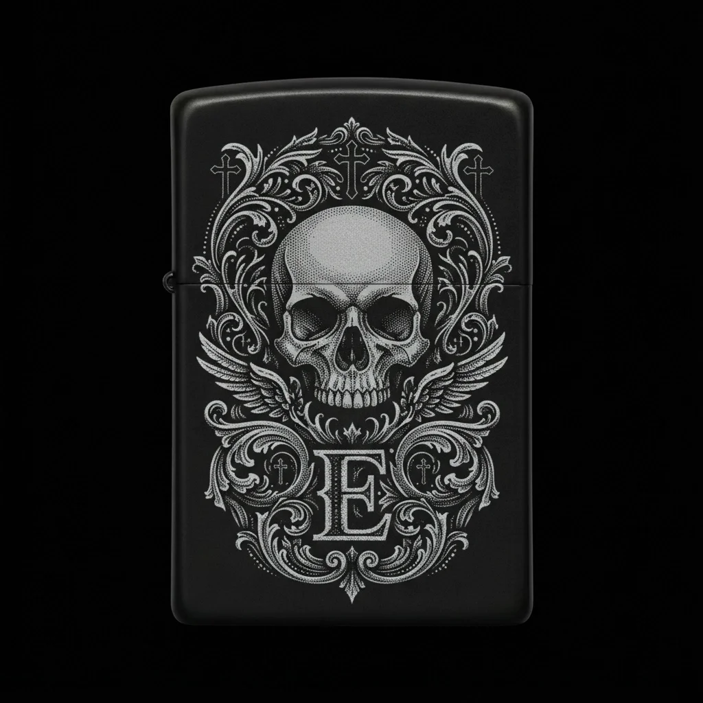 Zippo Kuru Kafa Figürlü E Harfli Tasarım - V115