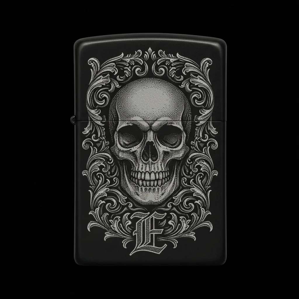 Zippo Kuru Kafa Figürlü E Harfli Tasarım - V116