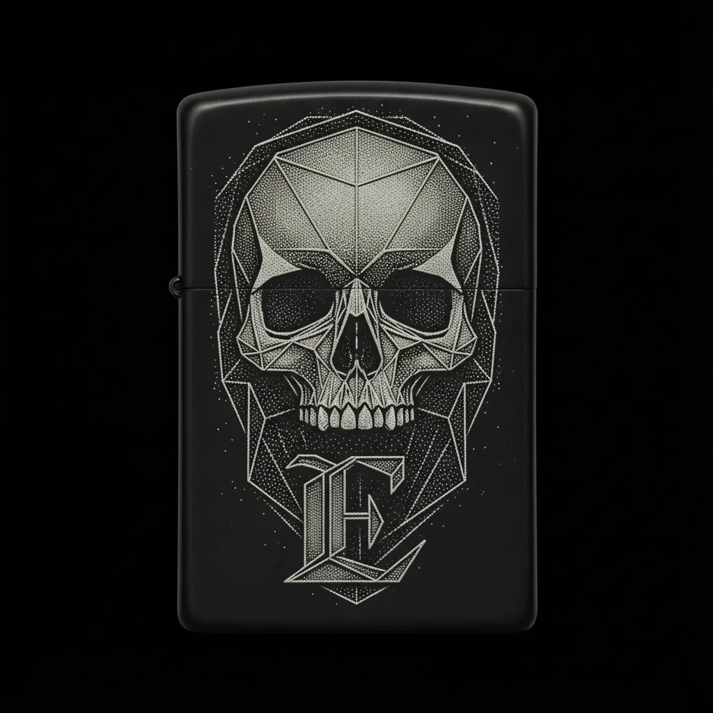 Zippo Kuru Kafa Figürlü E Harfli Tasarım - V117