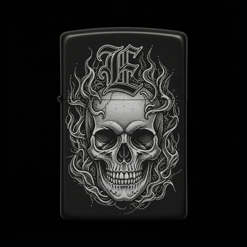 Zippo Kuru Kafa Figürlü E Harfli Tasarım - V119