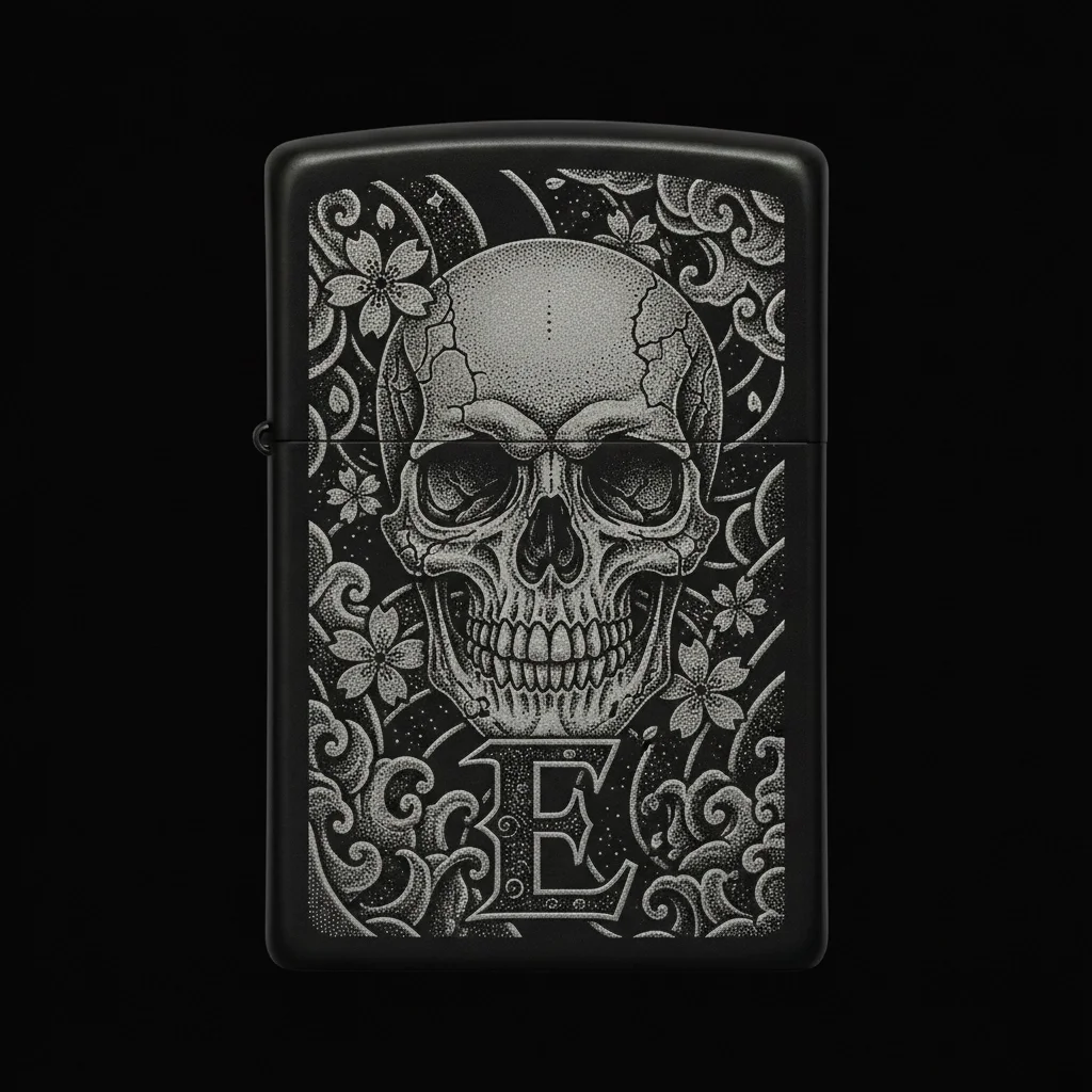 Zippo Kuru Kafa Figürlü E Harfli Tasarım - V120