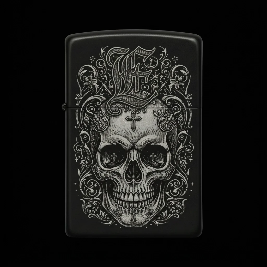 Zippo Kuru Kafa Figürlü E Harfli Tasarım - V121
