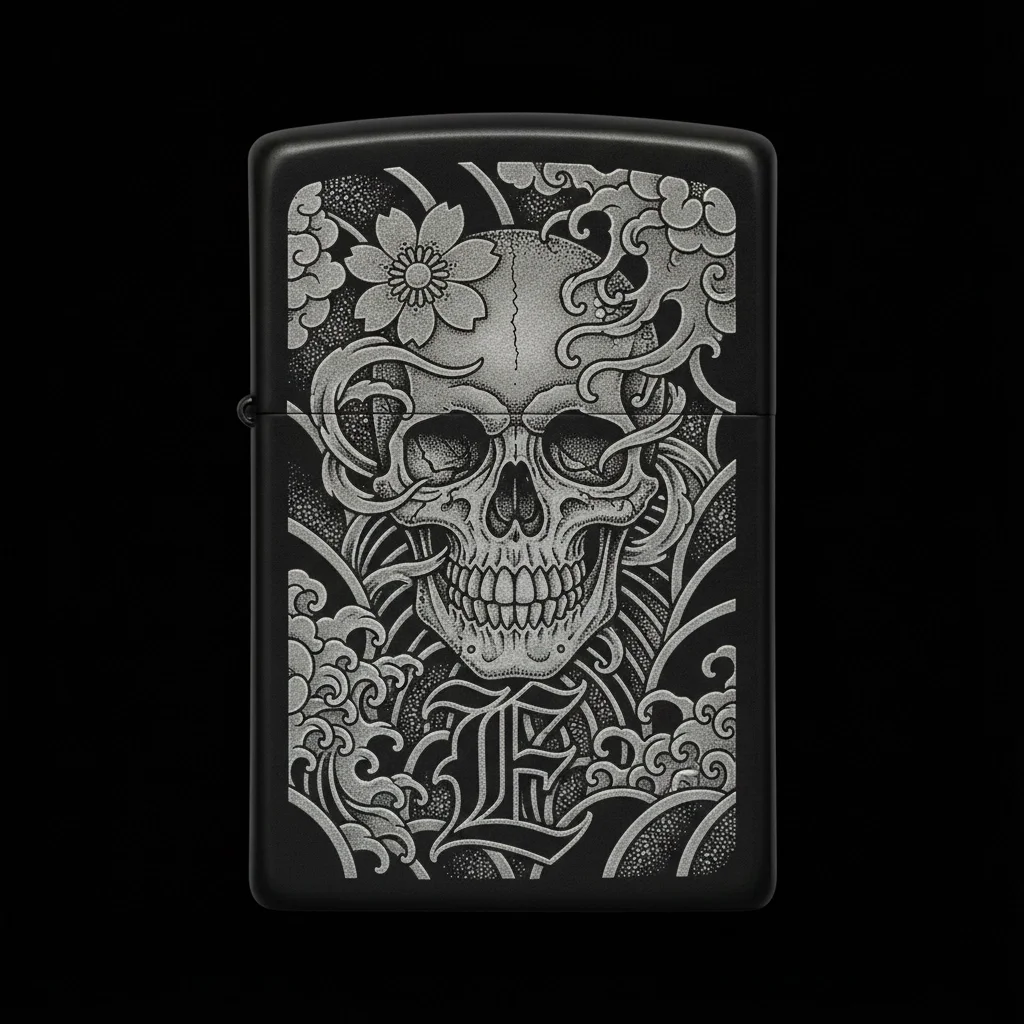Zippo Kuru Kafa Figürlü E Harfli Tasarım - V123
