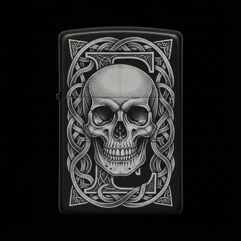 Zippo Kuru Kafa Figürlü E Harfli Tasarım - V124