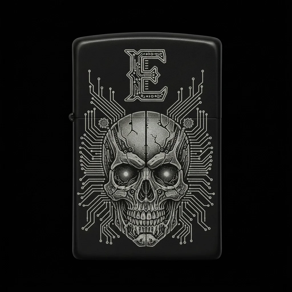 Zippo Kuru Kafa Figürlü E Harfli Tasarım - V125