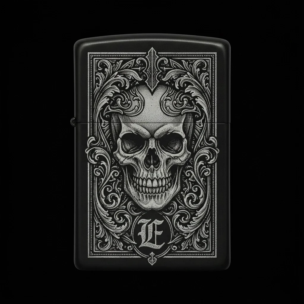 Zippo Kuru Kafa Figürlü E Harfli Tasarım - V126