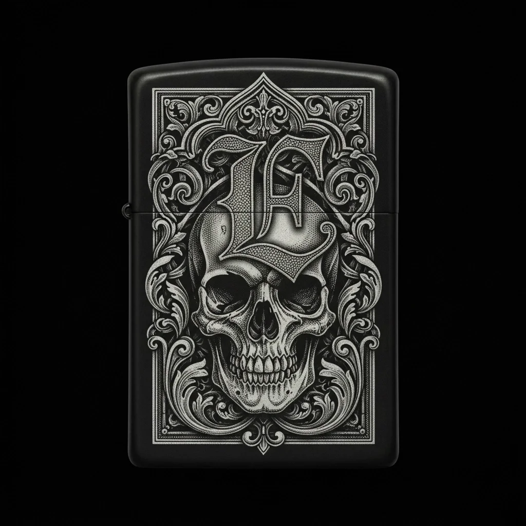 Zippo Kuru Kafa Figürlü E Harfli Tasarım - V127