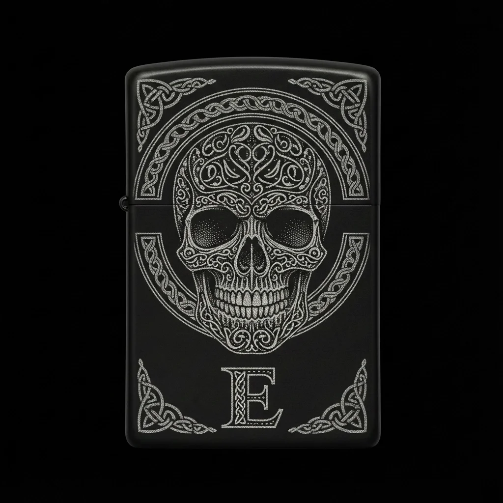 Zippo Kuru Kafa Figürlü E Harfli Tasarım - V128