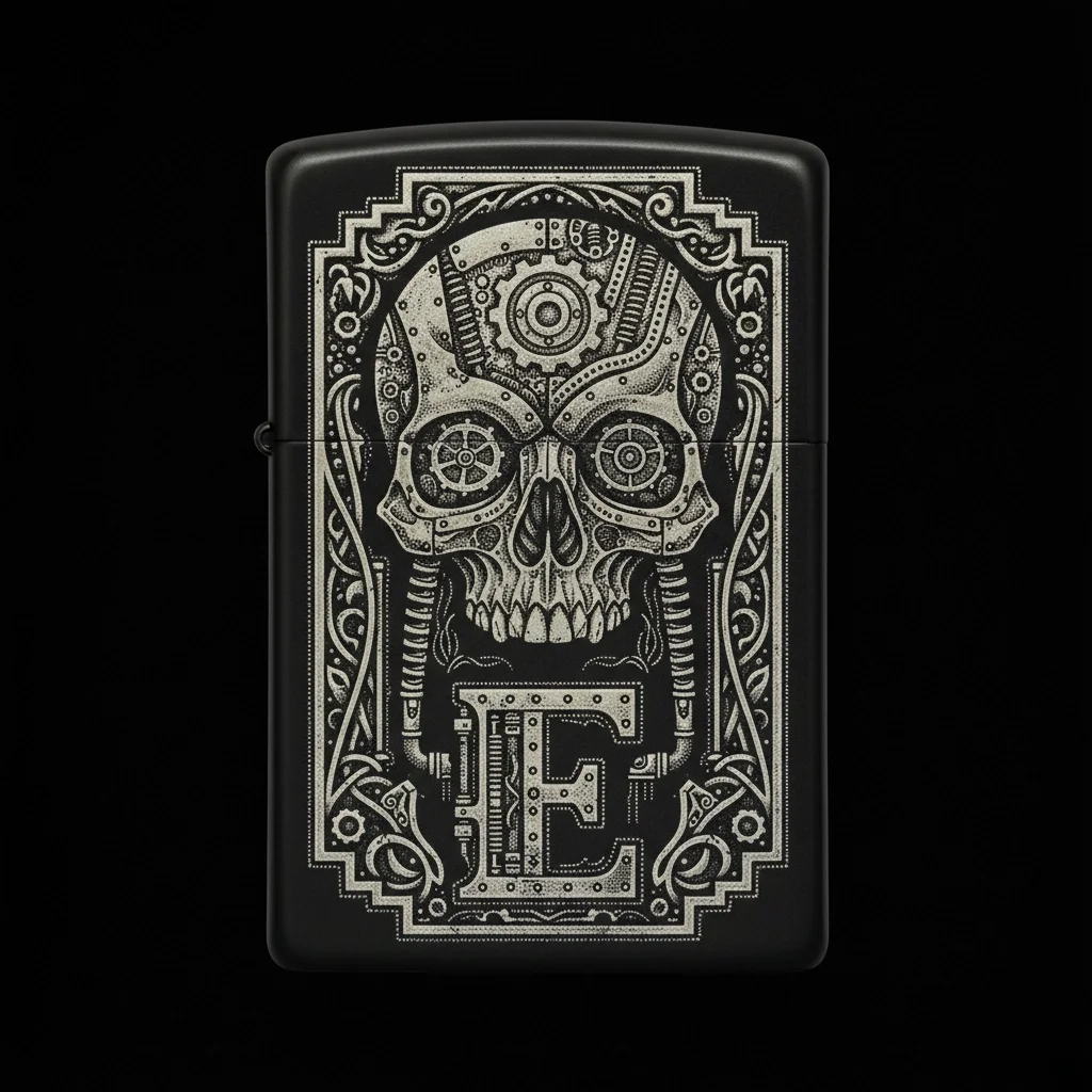 Zippo Kuru Kafa Figürlü E Harfli Tasarım - V130