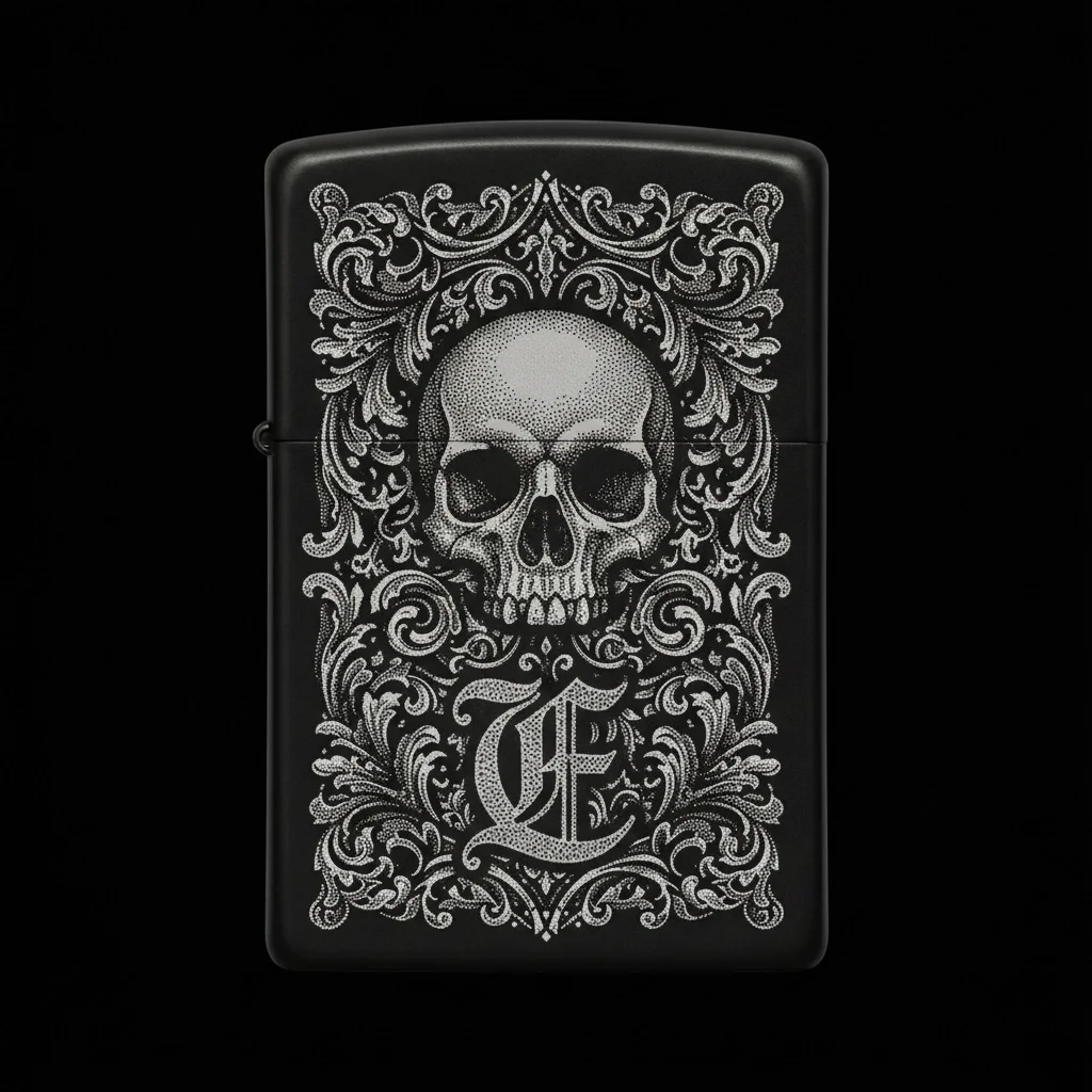Zippo Kuru Kafa Figürlü E Harfli Tasarım - V131