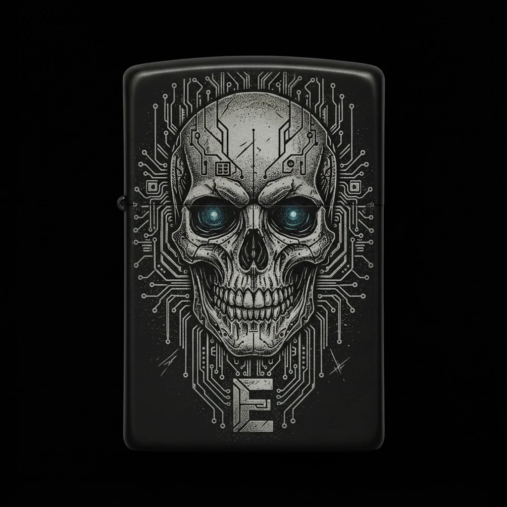 Zippo Kuru Kafa Figürlü E Harfli Tasarım - V132