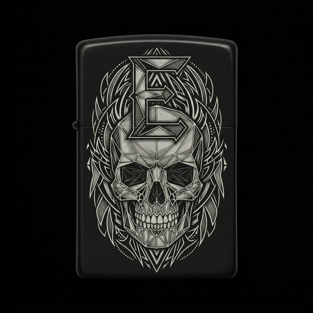 Zippo Kuru Kafa Figürlü E Harfli Tasarım - V134
