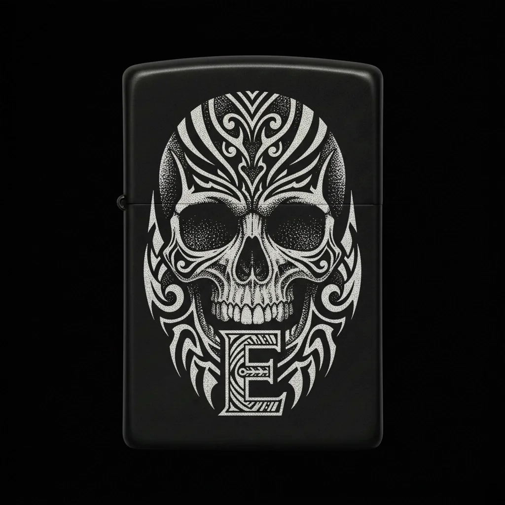 Zippo Kuru Kafa Figürlü E Harfli Tasarım - V135