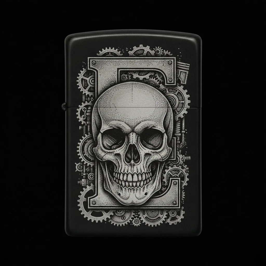 Zippo Kuru Kafa Figürlü E Harfli Tasarım - V136