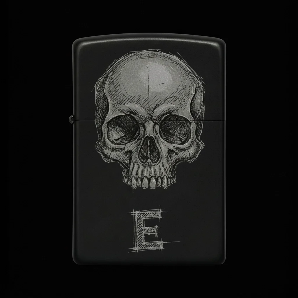 Zippo Kuru Kafa Figürlü E Harfli Tasarım - V137