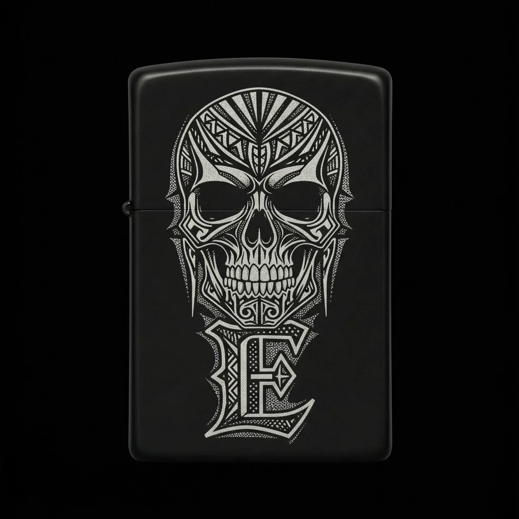 Zippo Kuru Kafa Figürlü E Harfli Tasarım - V139