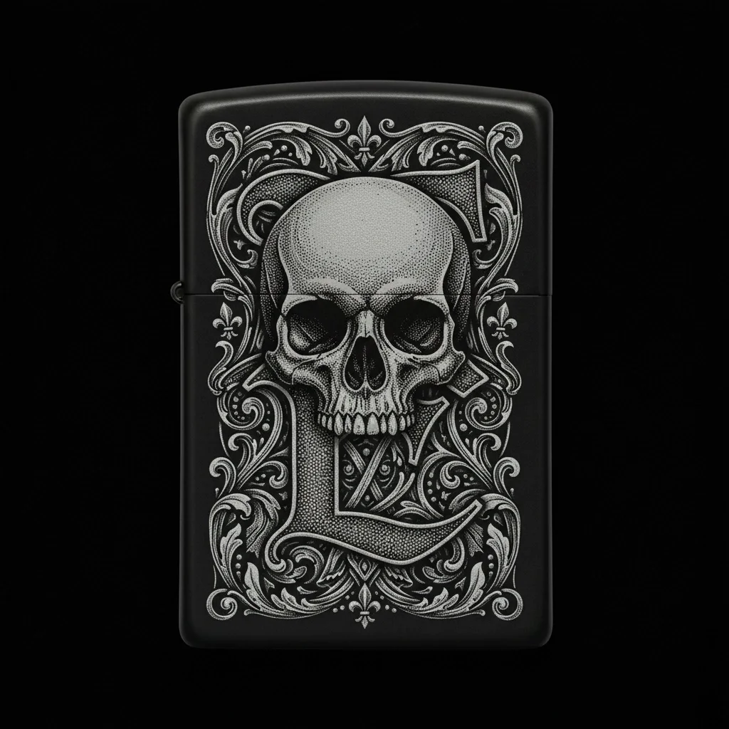 Zippo Kuru Kafa Figürlü E Harfli Tasarım - V140