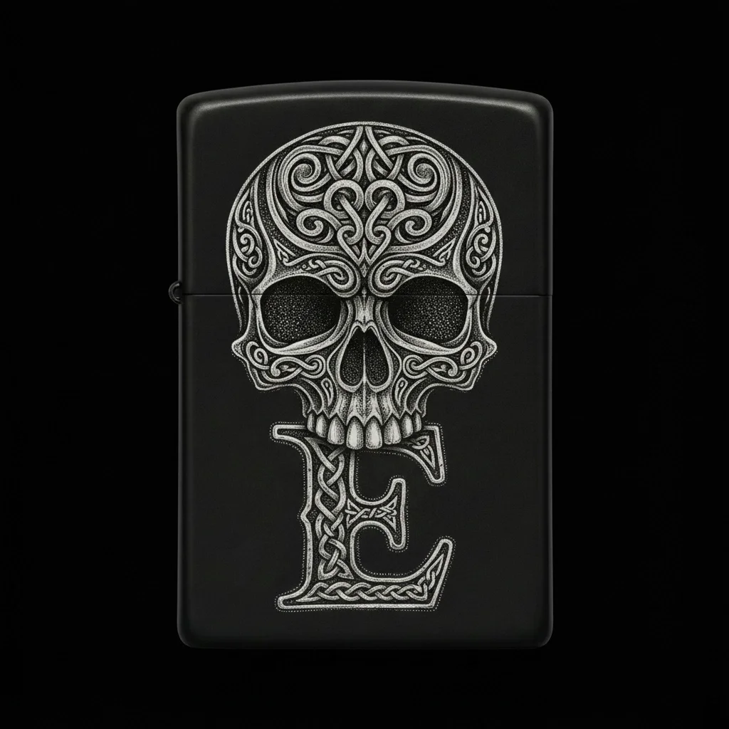 Zippo Kuru Kafa Figürlü E Harfli Tasarım - V141