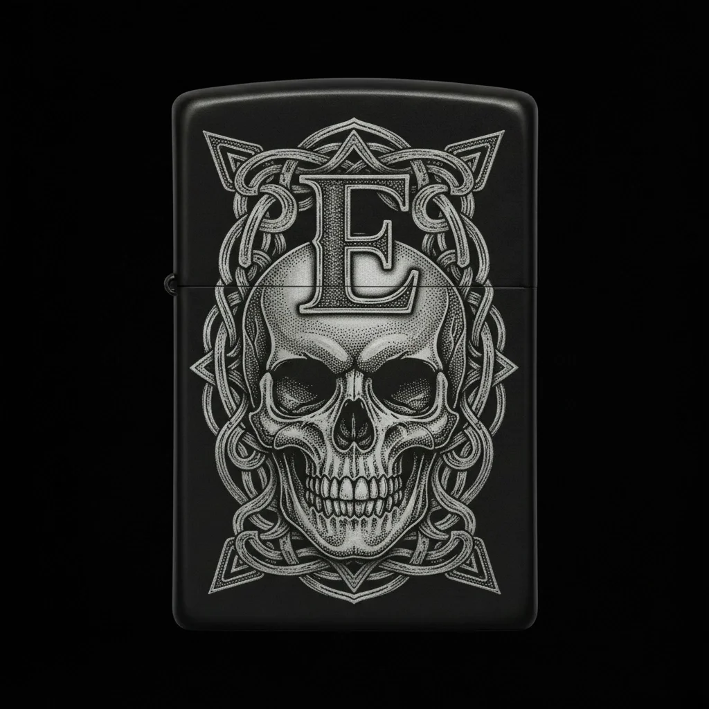 Zippo Kuru Kafa Figürlü E Harfli Tasarım - V143