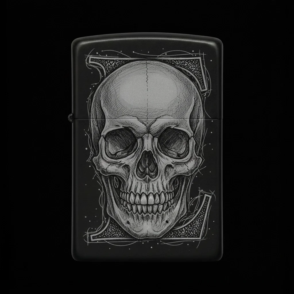 Zippo Kuru Kafa Figürlü E Harfli Tasarım - V144