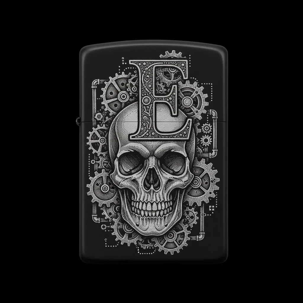 Zippo Kuru Kafa Figürlü E Harfli Tasarım - V146